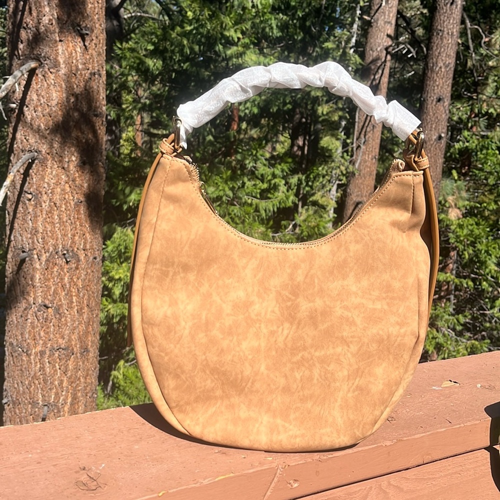 4th and Reckless faux suede tan crescent bag
